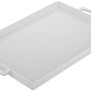 Zak Designs, White Rectangle Melamine Serving, Easy to Hold with Modular Design, Perfect Kitchen Dinnerware for Indoor/Outdoor Activities, MeeMe Large Tray