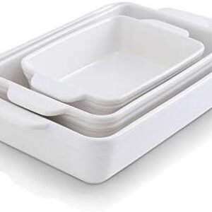 KOOV Bakeware Set, Ceramic Baking Dish Set, Rectangular Casserole Dish Set, lasagna Pan, Baking Pans Set for Cooking, Cake Dinner, Kitchen, 9 x 13 Inches, 3-Piece (Set of 3, White)