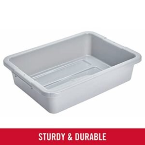 Rubbermaid Commercial Products Standard Bus/Utility Box, 4.6-Gallon, Gray, Plastic, Heavy Duty Restaurant Wash Basin/Dish Washing Tub for Kitchen Organization/Storage