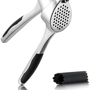 KITEXPERT Garlic Press, Premium Garlic Mincer with Ergonomic Grip Handle, Professional Garlic Presser Crusher and Peeler Set, Sturdy Ginger Press for Nuts & Seeds, Easy to Clean and Dishwasher Safe
