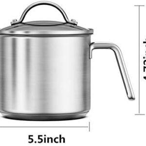 1.5 Quart Stainless Steel Saucepan With Pour Spout, Saucepan With Lid, Mini Milk Pan With Spout – Perfect For Boiling Milk, Sauce, Gravies, Pasta, Noodles