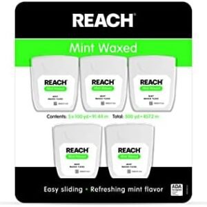Johnson & Johnson Reach Mint Waxed Dental Floss, 5 Count