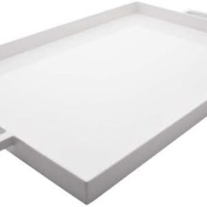 Zak Designs, White Rectangle Melamine Serving, Easy to Hold with Modular Design, Perfect Kitchen Dinnerware for Indoor/Outdoor Activities, MeeMe Large Tray