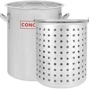 CONCORD 36 QT Stainless Steel Stock Pot w/Basket. Heavy Kettle. Cookware for Boiling (36)
