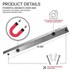 18 Inch Stainless Steel Magnetic Knife Bar – Use as Knife Holder, Knife Rack, Knife Strip, Kitchen Utensil Holder and Tool Holder Modern Innovations
