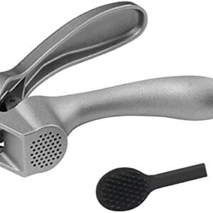 Garlic Press, Garlic Mincer Easy-squeeze Ergonomic Handle, Rust Proof, No Need To Peel, Professional Ginger Press & Garlic Crusher with Handy Cleaning Brush- Dishwasher Safe