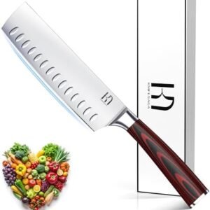 2023 Upgraded Nakiri Chef Knife Japanese Professional 7 Inch Sharp Meat Cleaver Kitchen Knives for Chopping Vegetable and Cooking, High Carbon Stainless Steel Asian Chopping Chefs Knife