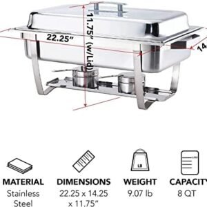 70012-Gray 2 Pack 8QT Chafing Dish High Grade Stainless Steel Chafer Complete Set, 8 Qt, Alpine Gray Handle