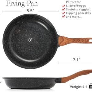 ESLITE LIFE Nonstick Ceramic Frying Pan Skillet, Non-Toxic Egg Omelette Kitchen Cooking Pans Compatible with All Stovetops (Gas, Electric & Induction), PTFE & PFOA Free (Black, 8”)
