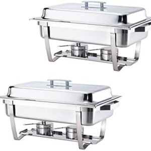 70012-Gray 2 Pack 8QT Chafing Dish High Grade Stainless Steel Chafer Complete Set, 8 Qt, Alpine Gray Handle