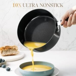 MICHELANGELO Sauce Pan Set, Ultra Nonstick Sauce Pans 1 QT & 2QT & 3QT, Sauce Pot Set with Lid, Ceramic Nonstick Saucepan Set, Nonstick Pot Set, Black Ceramic Saucepan Set 3Pcs