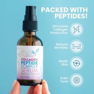 Collagen Peptide Serum – Anti Aging Collagen Serum for Face, Skin Brightening, Reduces Fine Lines & Wrinkles, Heals and Repairs Skin, Microneedling Serum with Hyaluronic Acid (2 oz)