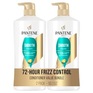 PANTENE PRO-V Smooth & Sleek Conditioner, 25.1 oz, Twin Pack and Intense Rescue Shot Treatment 0.5 oz for dry hair