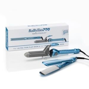 BabylissPRO Nano Titanium Ultra-Thin Hair Straightener, Professional Flat Iron For All Hair Types