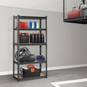 VEVOR Storage Shelving Unit, 5-Tier Adjustable, 2000 lbs Capacity, Heavy Duty Garage Shelves Metal Organizer Utility Rack, Black, 30″ L x 12″ W x 60″ H for Kitchen Pantry Basement Bathroom Laundry