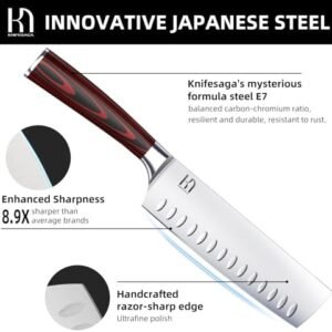 2023 Upgraded Nakiri Chef Knife Japanese Professional 7 Inch Sharp Meat Cleaver Kitchen Knives for Chopping Vegetable and Cooking, High Carbon Stainless Steel Asian Chopping Chefs Knife