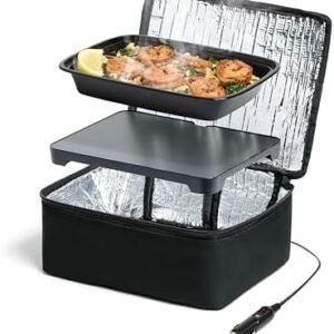 HOTLOGIC Mini Portable Electric Lunch Box Food Heater - Innovative Food Warmer and Heated Lunch Box for Adults Car/Home - Easily Cook, Reheat, and Keep Your Food Warm - Black (12V)
