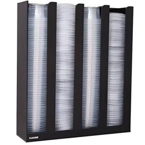 PJHOME Portion Sauce Cup Lid Organizer 4 Compartments Plastic Sauce Cup Holder for Counter Wall Mount Disposable Cup and Lid Storage Restaurant Supplies