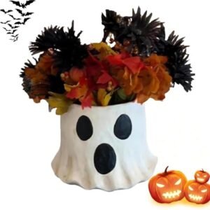 piegricdiat Ghost Vase Gift, Cutest Ghost Bucket Halloween, 2024 New Ghost Flower Pot, Funny Ghost Planter, Ghost Candy Bowl Decor, Treat Buckets Outdoor Garden Decoration (1pcs,Large)