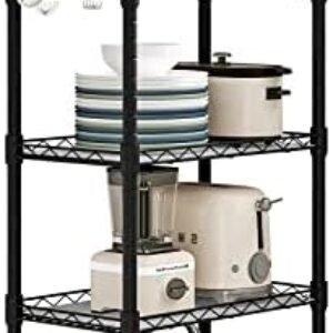 Shelf 5 Wier Metal Storage Rack Shelving Unit Organizer for Kitchen Laundry Garage Bathroom Pantry Closet Office(16.54" Wx11.81 Dx50 H,Black)