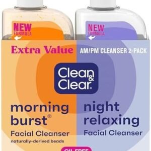 Clean & Clear 2-Pack Oil-Free Facial Cleansers with Citrus Scent, Morning Burst and Night Relaxing, 16 oz