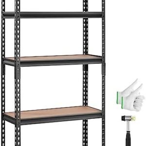 VEVOR Storage Shelving Unit, 5-Tier Adjustable, 2000 lbs Capacity, Heavy Duty Garage Shelves Metal Organizer Utility Rack, Black, 30" L x 12" W x 60" H for Kitchen Pantry Basement Bathroom Laundry