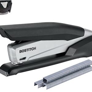 Bostitch Office Executive 3 in 1 Stapler, Includes 210 Staples and Integrated Staple Remover, One Finger Stapling, No Effort, 20 Sheet Capacity, Spring Powered Stapler, Black/Gray (INP20)