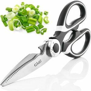 Kitchen Shears by Gidli – Lifetime Replacement Warranty- Includes Seafood Scissors As a Bonus – Heavy Duty Utility Stainless Steel All Purpose Ultra Sharp Scissors for Food