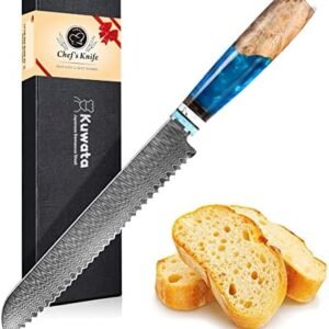 Bread Knife, Damascus Multifunction Serrated Knife, Professional Japanese VG10 Damascus Steel Bread Knife,Serrated Cake Knife Bread Cutter for Homemade Crusty Bread