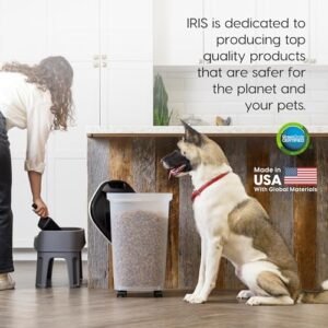 IRIS USA Premium Airtight Dog Food Storage Container, Up to 25 lbs, 60% Improved Airtightness with Seal & Air Valve, 2 Cup Scoop, Removable Wheels, Fit in Small Space, BPA Free, Black