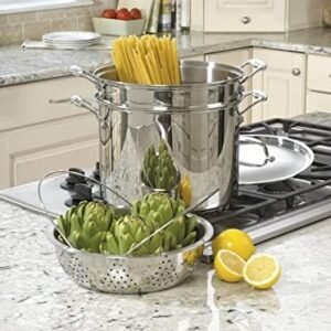 Cuisinart 4-Piece Cookware Set, 12 Quarts, Chef’s Classic Stainless Steel Pasta/Steamer, 77-412P1