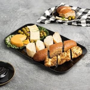Blue Sky Organic Black Disposable Rectangular Trays – 1 Count, 18″x11″ | Elegant Plastic Serveware & Sturdy Party Essentials