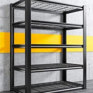 REIBII Garage Shelving, 72" Garage Storage Shelves Heavy Duty Shelving Units and Storage Loads 2500LBS, Adjustable 5 Tier Metal Shelving for Garage Shelves, Utility Shelf Rack, 72" H*35.5" W*16" D