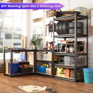 REIBII Storage Shelves Heavy Duty,5 Tier Adjustable Metal Shelving Unit Utility Rack Shelf for Garage Pantry Warehouse Closet Kitchen 12″ D x 28″ W x 60″ H