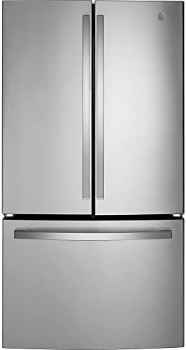 GE GNE27JYMFS 36″ French Door Refrigerator with 27 cu. ft. Total Capacity Energy Star LED Lighting Internal Water Dispenser Spill-Proof Shelves in Fingerprint Resistant Stainless Steel