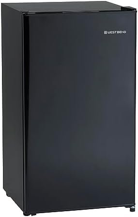 West Bend Mini Fridge Compact Refrigerator for Home Office or Dorm, Auto Defrost with Reversible Door, Energy Star Rated, 3.2-Cu.Ft., Black