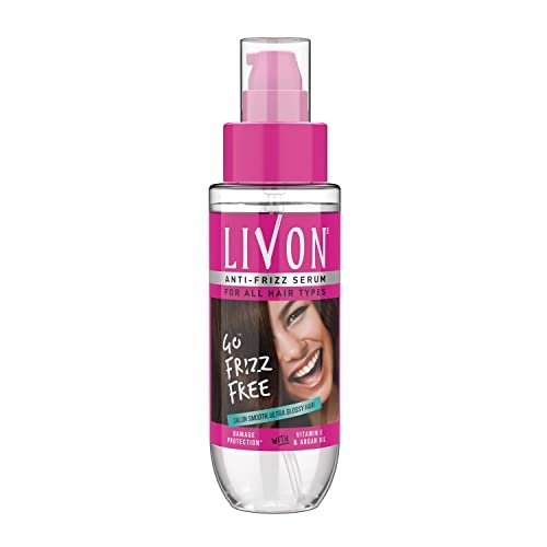 Livon Hair Serum for Men & Women | Frizz-free, stronger and shinier hair | Sulphate & Paraben free| For All Hair Types | Lightweight & Non Greasy | Enriched with Argan Oil & Vitamin E | 3.3 Fl.Oz