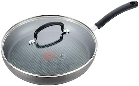 T-fal Ultimate Hard Anodized Nonstick Fry Pan With Lid 12 Inch, Oven Broiler Safe 400F, Lid Safe 350F, Cookware, Pots and Pans, Kitchen Frying Pans, Skillets, Home, Dishwasher Safe, Black