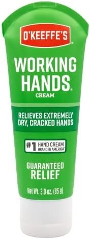 O’Keeffe’s Working Hands Hand Cream, Relieves and Repairs Extremely Dry Hands, 3 oz Tube, (Pack of 1)