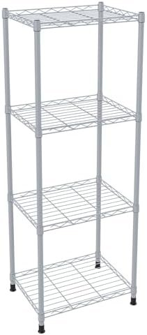 4 Tier Fixed Layer Spacing Storage Shelf Metal Storage Rack Wire Shelving Unit Storage Shelves Metal 528Lbs Capacity 17″ L x 13″ W x 47″ H for Pantry Closet Kitchen Laundry Grey