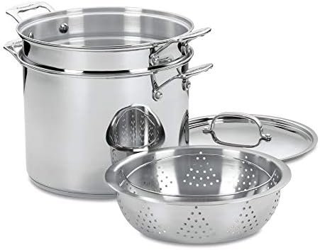 Cuisinart 4-Piece Cookware Set, 12 Quarts, Chef’s Classic Stainless Steel Pasta/Steamer, 77-412P1