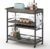 BON AUGURE Bar Cart, Home Bar Serving Cart on Wheels, Mobile 3 Tier Liquor Beverage Cart with Wine Rack and Glass Holder, Grey Oak