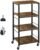 YBING Kitchen Island Cart Utility on Wheels Rolling Cart with Storage Organizer 4-Tier Farmhouse Serving Cart Stand with Wood Tabletop Shelf Units for Bathroom Office Industrial Brown