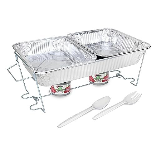 Sterno Buffet Kit Disposable Chafing Dish Buffet Set – Chafing Dishes for Buffet & Catering Food Warmers – Catering Supplies & Food Warming Trays for Buffet Party – 8-Piece Chafing Dish Set