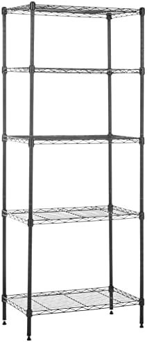 Amazon Basics 5-Shelf Adjustable, Storage Shelving Unit, (200 Pound Loading Capacity per Shelf), Steel Organizer Wire Rack, 13.4″D x 23.2″W x 60″H, Black