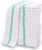 GOLD TEXTILES New Cotton Blend White Restaurant Bar Mops Kitchen Towels (36, Green Stripe)