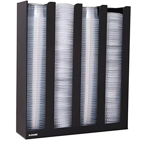 PJHOME Portion Sauce Cup Lid Organizer 4 Compartments Plastic Sauce Cup Holder for Counter Wall Mount Disposable Cup and Lid Storage Restaurant Supplies