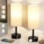 Bedside Table Lamps Set of 2 – 3 Color Temperatures Pull Chain Lamp with AC Outlet Charging Port, Two Round Night Stand Lamps for Bedroom Guest Room Office, Small Bed Side Light with E26 LED Bulbs