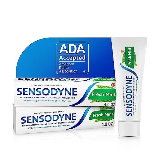 Sensodyne Fresh Mint Sensitive Toothpaste, ADA Accepted Toothpaste for Cavity Prevention and Sensitive Teeth Treatment – 4 Ounces (Pack of 2)
