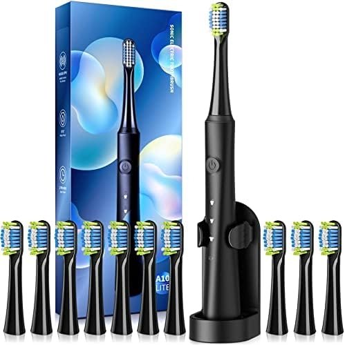 Electric Toothbrush for Adults with Holder and 10 Brush Heads, Rechargeable Toothbrush Electric Fast 2 Hr Charge Last 35 Days, 40000 VPM and 3 Modes,Smart Timer